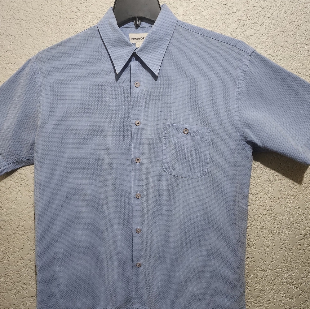 Pronto Uomo Mens Rayon Blend Blue Casual Button Down Shirt